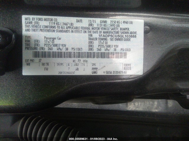 2016 Ford C-Max, VIN: 1FADP5CU5GL103888