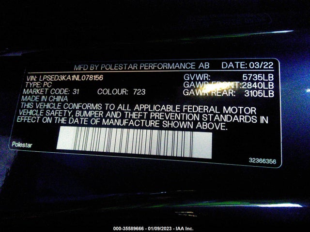 2022 Polestar 2, VIN: LPSED3KA1NL078156