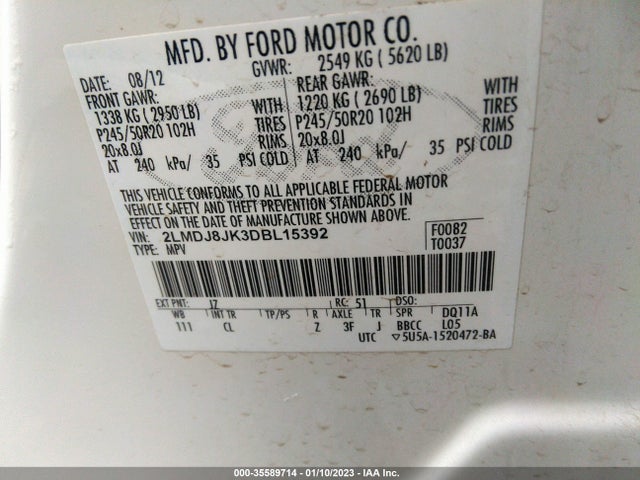 Lincoln MKX 2013 2LMDJ8JK3DBL15392 Image 10