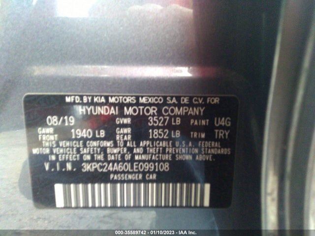 Hyundai ACCENT SE 2020 3KPC24A60LE099108 Image 10