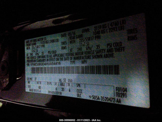 Ford ESCAPE SE 2017 1FMCU9GD4HUA54416 Image 10