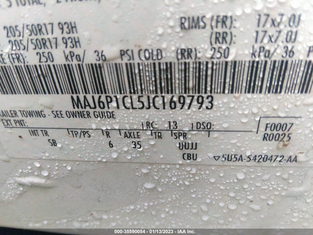2018 FORD ECOSPORT SES VIN: MAJ6P1CL5JC169793
