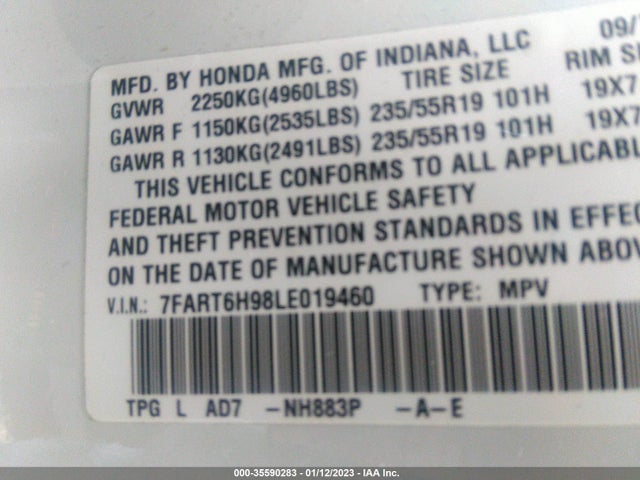2020 Honda CR-V, VIN: 7FART6H98LE019460