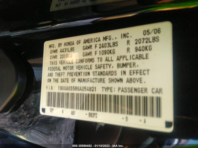 Acura TL 2006 19UUA65586A054821 Image 11