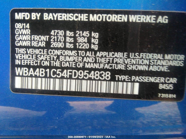 2015 BMW 4 Series, VIN: WBA4B1C54FD954838