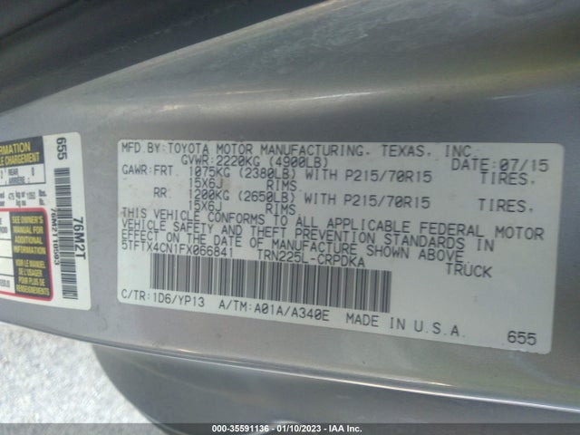 2015 Toyota Tacoma, VIN: 5TFTX4CN1FX066841