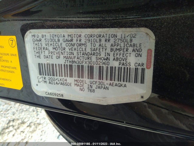 Lexus LS 430 2003 JTHBN30FX30102960 Image 10