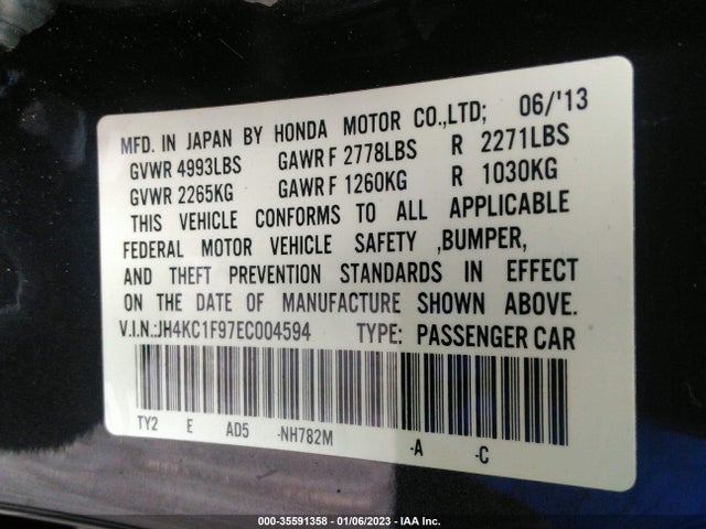 Acura Rlx Advance Pkg 2014 JH4KC1F97EC004594 Image 9