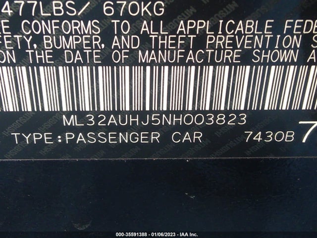 ML32AUHJ5NH003823 Mitsubishi Mirage Es/le