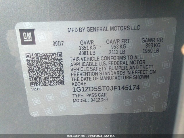 Chevrolet MALIBU LT 2018 1G1ZD5ST0JF145174 Image 9