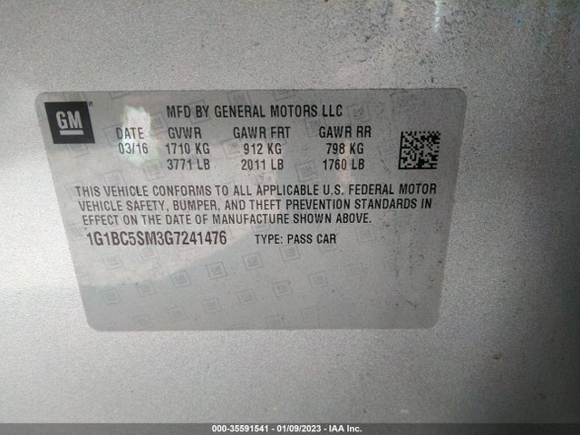 Chevrolet CRUZE LS 2016 1G1BC5SM3G7241476 Image 9