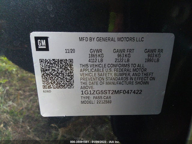 Chevrolet MALIBU RS 2021 1G1ZG5ST2MF047422 Image 9