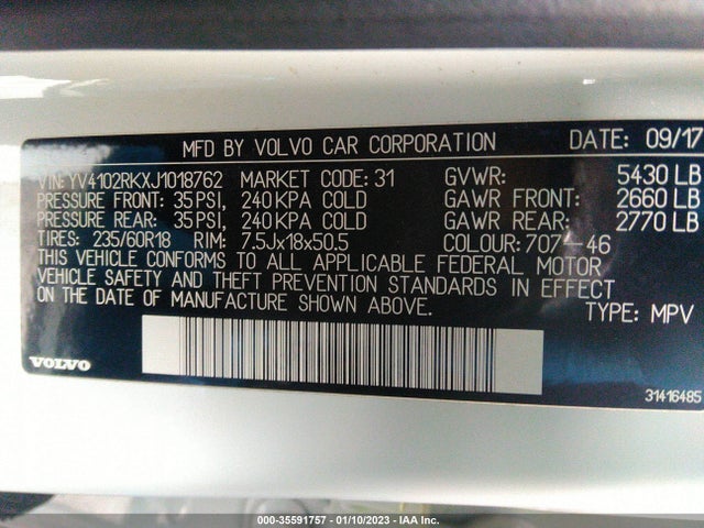 YV4102RKXJ1018762 Volvo XC60