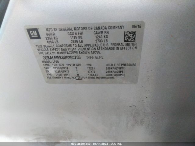 2GKALMEK8G6350706 GMC Terrain Sle