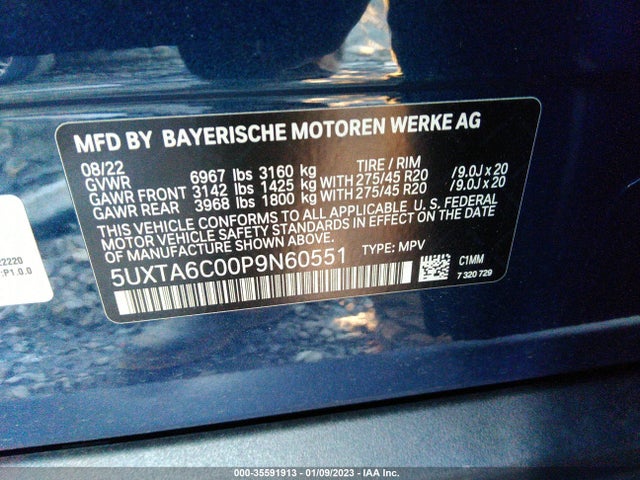 BMW X5 Xdrive45e 2023 5UXTA6C00P9N60551 Image 11