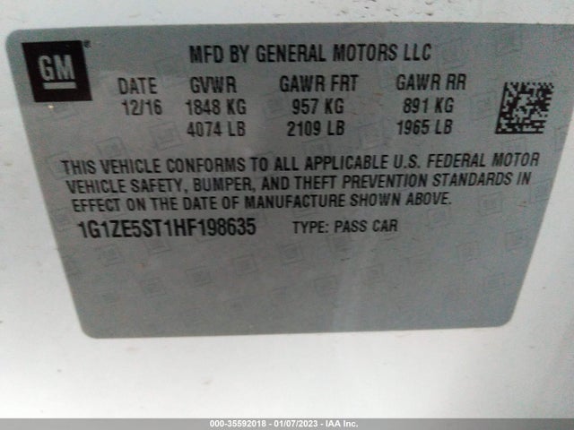 Chevrolet MALIBU 1LT 2017 1G1ZE5ST1HF198635 Image 9