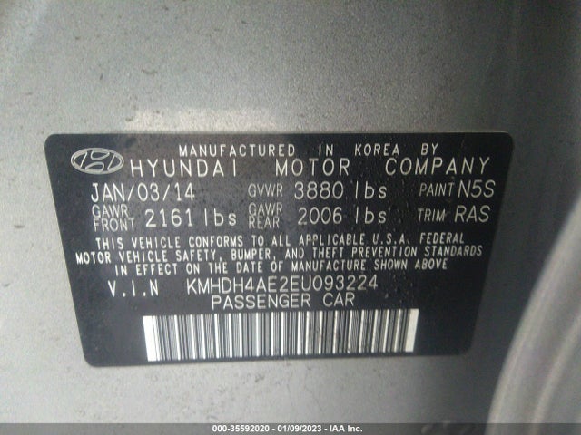 Hyundai ELANTRA SE 2014 KMHDH4AE2EU093224 Image 10