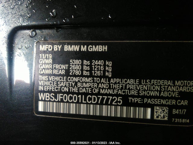 2020 BMW M5, VIN: WBSJF0C01LCD77725