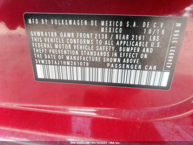 3VW2B7AJ1HM261078 Volkswagen Jetta 1.4t S