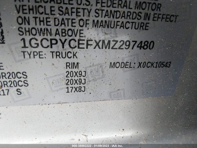 Chevrolet Silverado 1500 Custom Trail Boss 2021 1GCPYCEFXMZ297480 Image 10