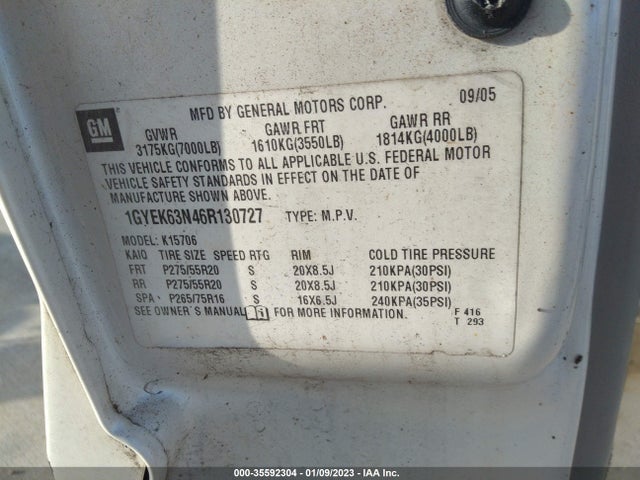 Cadillac Escalade 2006 1GYEK63N46R130727 Image 10