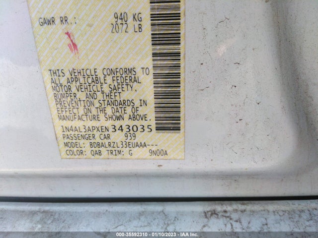 2014 Nissan Altima 2.5 S მანქანა იყიდება აუქციონზე, vin: 1N4AL3APXEN343035, აუქციონის ნომერი: 35592310