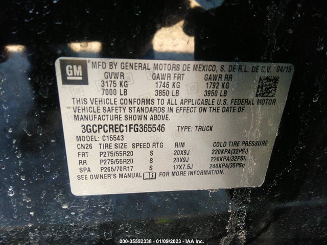 Chevrolet Silverado 1500 Lt 2015 3GCPCREC1FG365546 Image 9