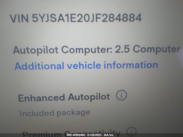 Tesla Model S 75d/100d/p100d 2018 5YJSA1E20JF284884 Image 10