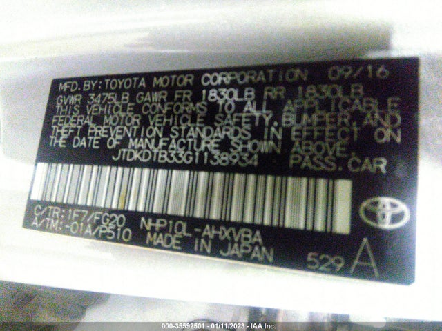 2016 Toyota Prius, VIN: JTDKDTB33G1138934