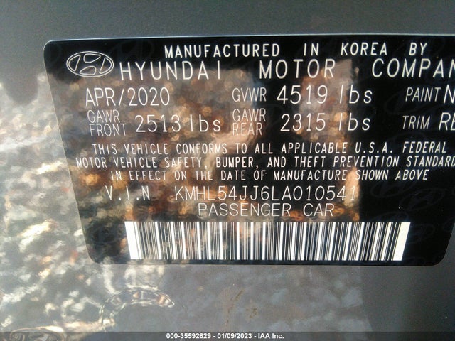 2020 Hyundai Sonata, VIN: KMHL54JJ6LA010541