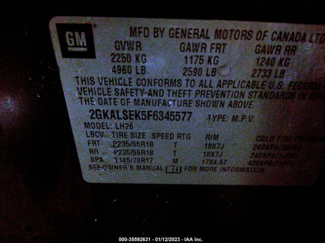 2GKALSEK5F6345577 GMC Terrain Slt