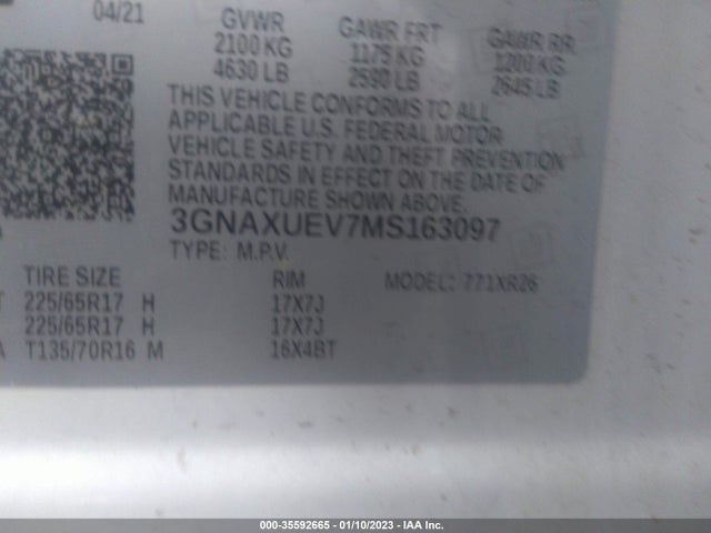 Chevrolet EQUINOX LT 2021 3GNAXUEV7MS163097 Image 9