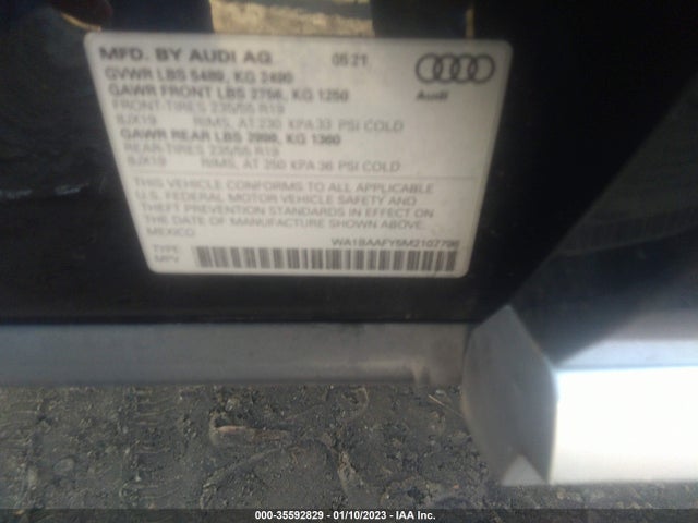 2021 Audi Q5, VIN: WA1BAAFY5M2107798