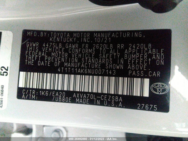 Toyota CAMRY SE 2022 4T1T11AK6NU007143 Image 9