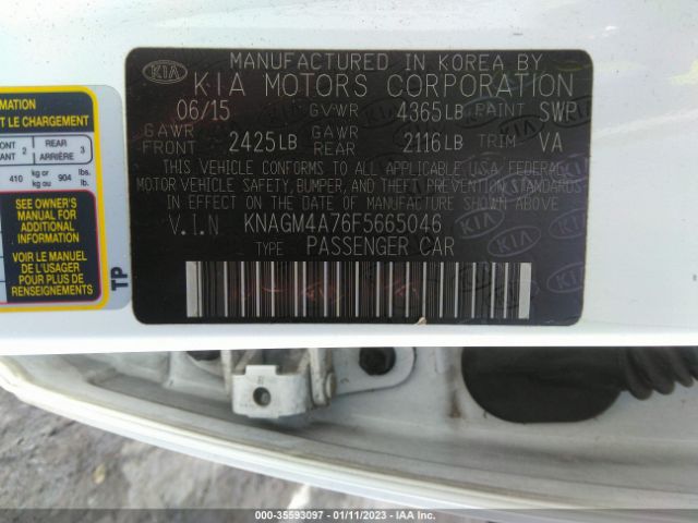 KNAGM4A76F5665046 KIA Optima Lx