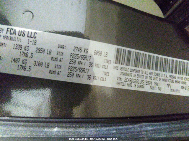 Dodge Grand Caravan Se 2018 2C4RDGBG1JR218924 Image 9