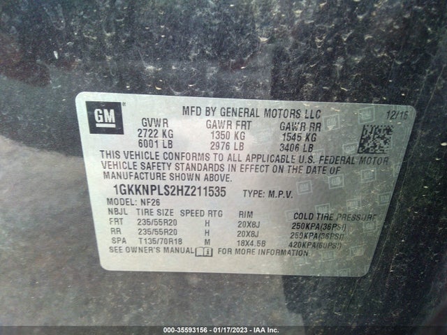 GMC Acadia Denali 2017 1GKKNPLS2HZ211535 Image 9