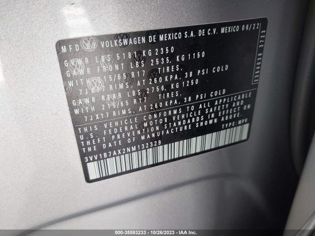 3VV1B7AX2NM132329 Volkswagen TIGUAN S