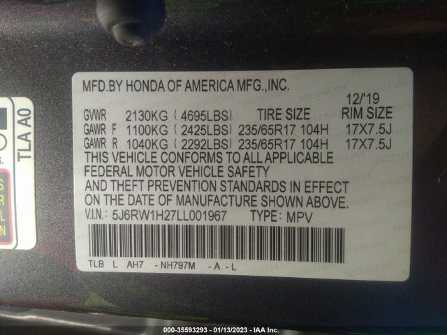 Honda CR-V LX 2020 5J6RW1H27LL001967 Image 8