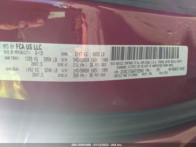 Chrysler Pacifica Touring Plus 2019 2C4RC1FG6KR732845 Image 9