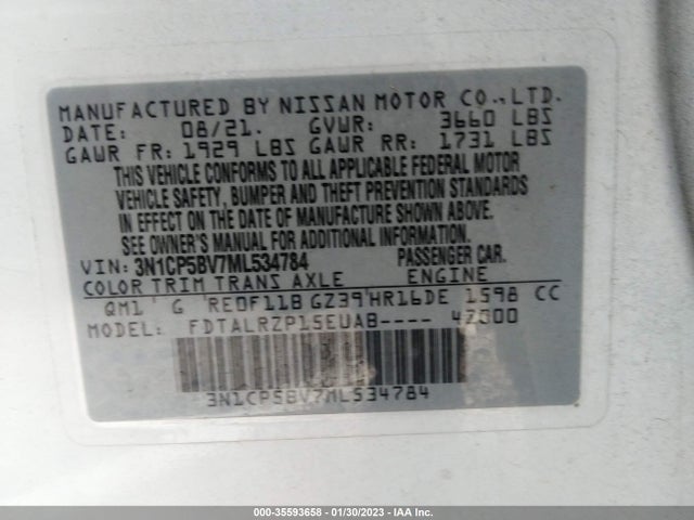 2021 Nissan Kicks, VIN: 3N1CP5BV7ML534784