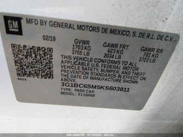 Chevrolet CRUZE LS 2019 3G1BC6SM5KS603811 Image 10