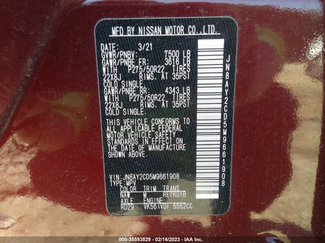 2021 Nissan Armada, VIN: JN8AY2CD5M9661908