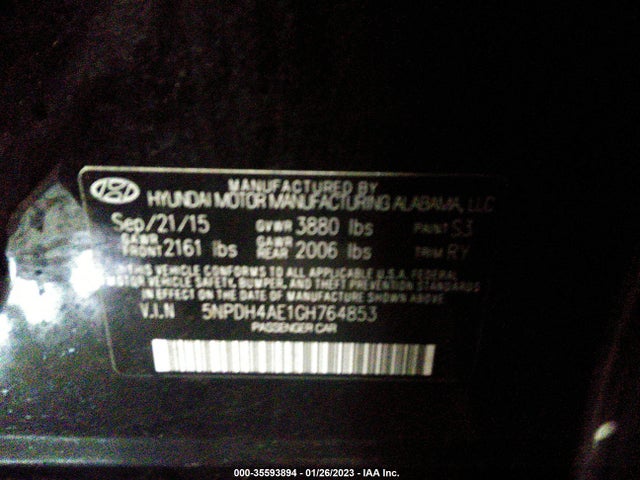2016 HYUNDAI ELANTRA VALUE EDITION VIN: 5NPDH4AE1GH764853