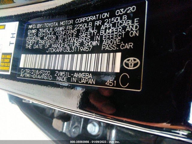2020 Toyota Prius, VIN: JTDKARFU3L3119457