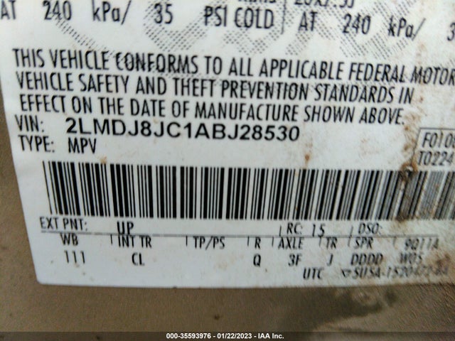 Lincoln MKX 2010 2LMDJ8JC1ABJ28530 Image 10