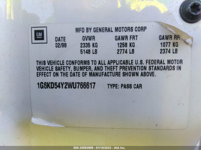 Cadillac Deville 1998 1G6KD54Y2WU766617 Image 10