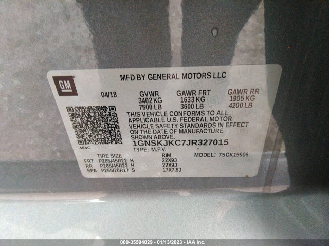 Chevrolet Suburban Premier 2018 1GNSKJKC7JR327015 Image 9