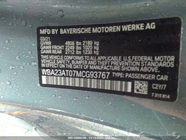 BMW 4 Series 2021 аукцион фото