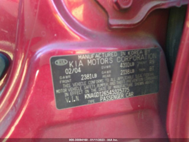 KNAGD126545325775 KIA Optima Lx/ex